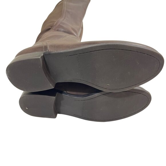 Franco Sarto boots women's 6 brown leather Marielle round toe side zip - Picture 3 of 13